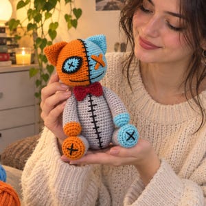 Spöklik katt Amigurumi Virkmönster, Kuslig Söt Mardrömskatt Docka PDF Handledning, Halloween Virkmönster, Omedelbar Digital Nedladdning