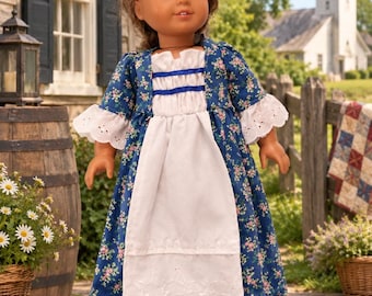18 inch Doll historic colonial ribbon bodice dress, vintage by Project Funway on Etsy