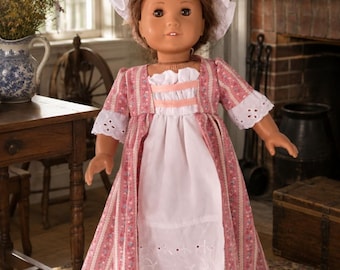 18 inch Doll historic colonial long dress , perfect for Felicity or Caroline, homemade by Project Funway on Etsy