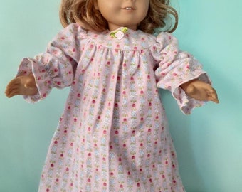 18 Inch doll pink floral  flannel  nightgown by project funway on esty