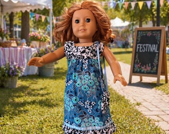 18 Inch Doll homemade outfit, homemade long maxi sundress and purse, by Project Funway on Etsy