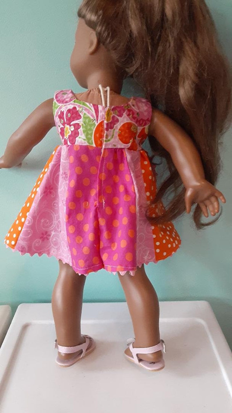 18 Inch Doll pink and orange doll sundress, doll dress by Project Funway on Etsy image 4