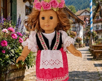 18 Inch doll Ethnic, Ethnic European type outfit or dress with flower halo by Project Funway on Etsy