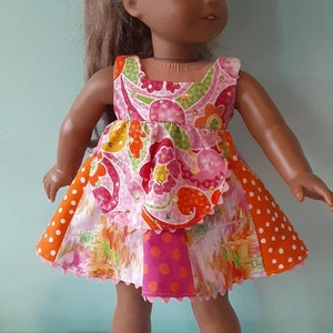 18 Inch Doll pink and orange doll sundress, doll dress by Project Funway on Etsy image 5