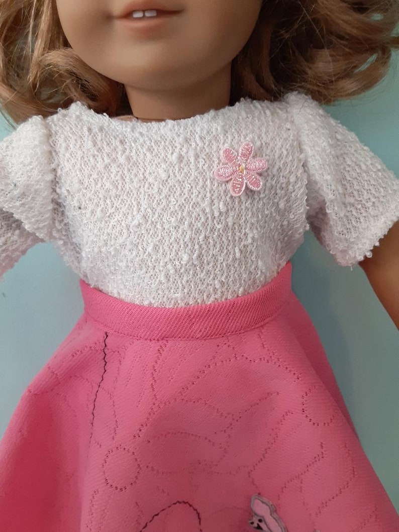 18 Inch doll 50's style pink poodle poodle skirt and top, sock hop, gift for doll lover, by Project Funway on Etsy image 4