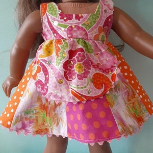 18 Inch Doll pink and orange doll sundress, doll dress by Project Funway on Etsy image 3