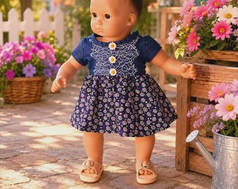 15 or 16 inch Baby doll outfit,  Red plaid taffeta Holiday dress by Project Funway on Etsy