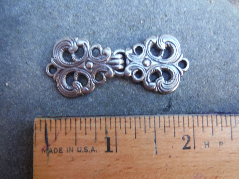 Metal Hook and Eye Silver Fasterner, Clasp, Frog, Closure in Scandinavian Style image 2