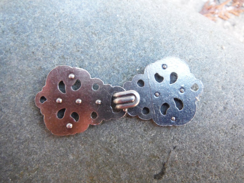 Metal Hook and Eye Silver Fasterner, Clasp, Frog, Closure in Scandinavian Style image 3