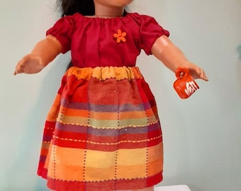 18 Inch doll outfit, Southwestern style 3 piece outfit - skirt, peasant top and pottery mug by Project Funway on Etsy