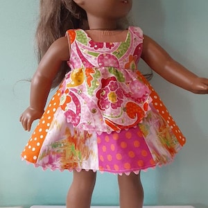 18 Inch Doll pink and orange doll sundress, doll dress by Project Funway on Etsy image 1