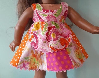 18 Inch Doll pink and orange doll sundress,  doll dress by Project Funway on Etsy