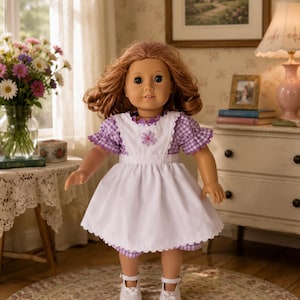 kirsten birthday dress Repro Kirsten Birthday Dress w Pinafore+Crown for American Girl 18" Doll Clothes