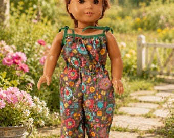 18 inch doll outfit, summer romper/playwear in a fun cotton print by Project Funway on Etsy