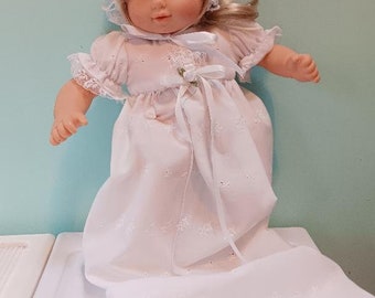 15 or 16 inch doll such as American Girl  Bitty Baby Baptism Christening dress by Project Funway on Etsy