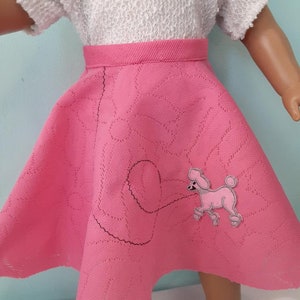 18 Inch doll 50's style pink poodle poodle skirt and top, sock hop, gift for doll lover, by Project Funway on Etsy image 3