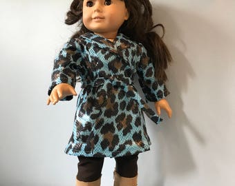 18 inch doll outfit - blue and black shiney leopard print jacket and black leggings. for 18 inch doll by Project Funway on Etsy