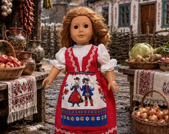 18 Inch doll Ethnic, Scandinavian European type outfit or dress  by Project Funway on Etsy