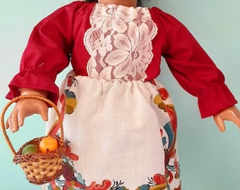 18 Inch doll outfit, Southwestern style 3 piece outfit - skirt, peasant top, basket of fruit, for Josephina by Project Funway