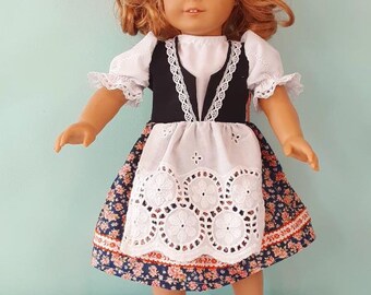 18 Inch doll Ethnic, European type outfit or dress  by Project Funway on Etsy