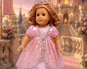 Pink and Silver Princess dress for popular 18 inch Dolls, made  by Project Funway on Etsy