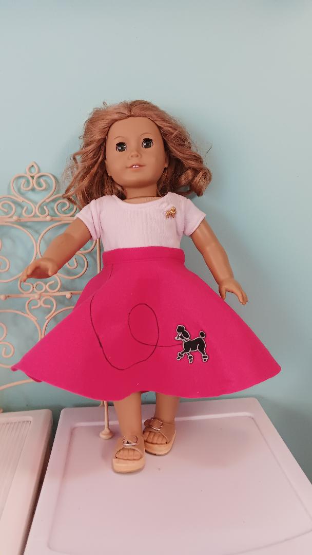 18 Inch Homemade Doll 50's Style Pink Poodle Poodle Skirt and Top
