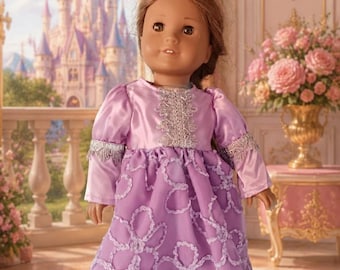 18 inch doll princess dress eggplant color with gold tiara, by Project Funway on Etsy