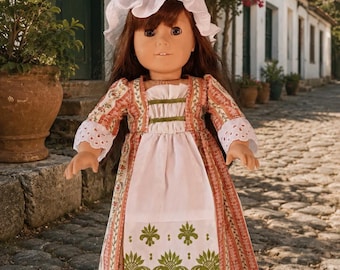 18 inch Doll historic colonial long dress , perfect for Felicity or Caroline by Project Funway on Etsy