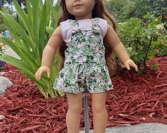 18 inch Doll Clothes skort type shorts overalls with sleeveless tee shirt by Project Funway on Etsy