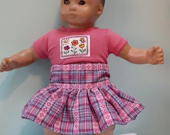 Bitty Baby skirt and tee shirt for 15 or 16 inch dolls by Project Funway on Etsy