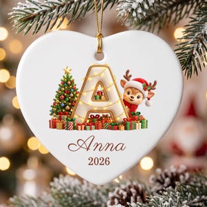 Personalized Initial Christmas Ornament, Monogram Name Ornaments, 2026 Christmas Keepsakes, Children Xmas Gifts