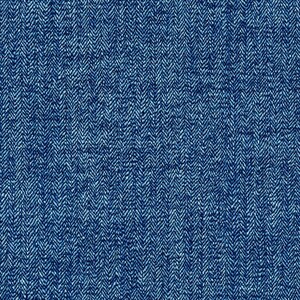 May include: A deep blue fabric featuring a distinct herringbone weave pattern. The textile displays a consistent texture with alternating diagonal lines of dark and lighter blue threads, creating a classic V-shaped chevron design throughout the surface.