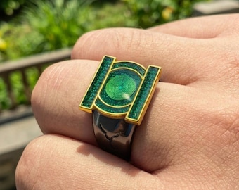 Green Lantern Ring, Adjustable Power Ring, Comic Con Cosplay Jewelry, Sci Fi Fan Ring, Christmas Gift for Men