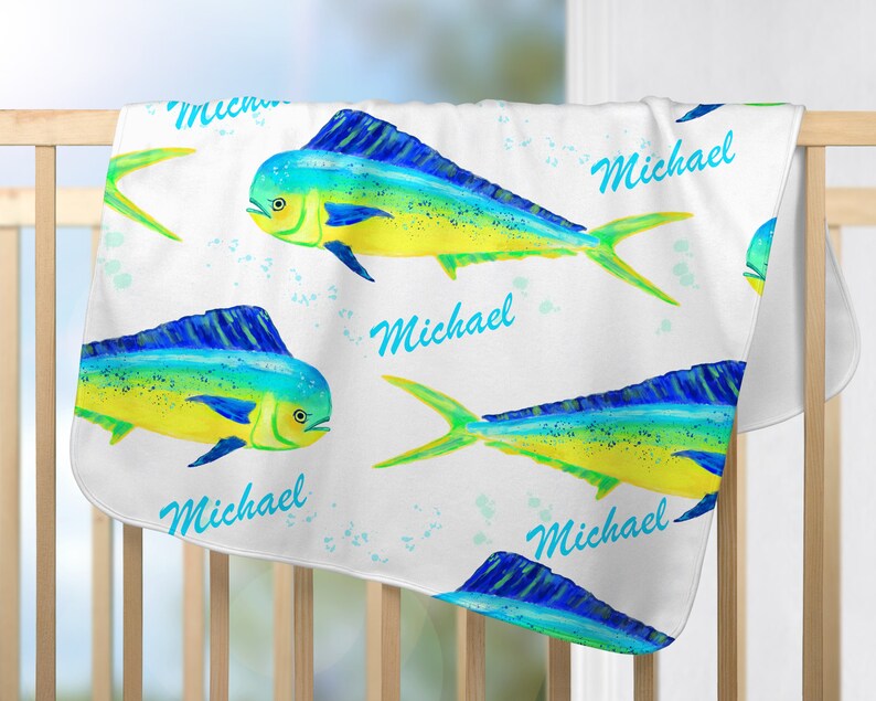Dolphin fish print baby blanket Mahi Mahi dolphin Etsy