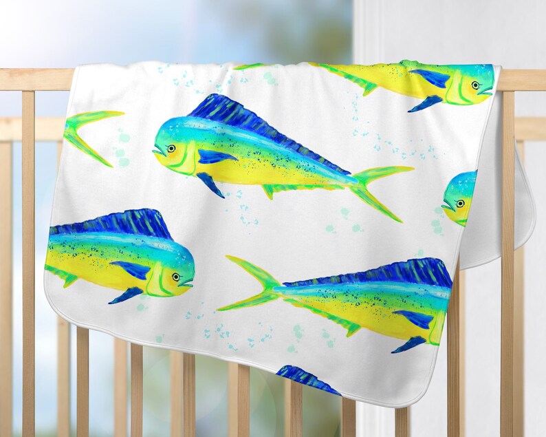 Dolphin fish print baby blanket Mahi Mahi dolphin Etsy