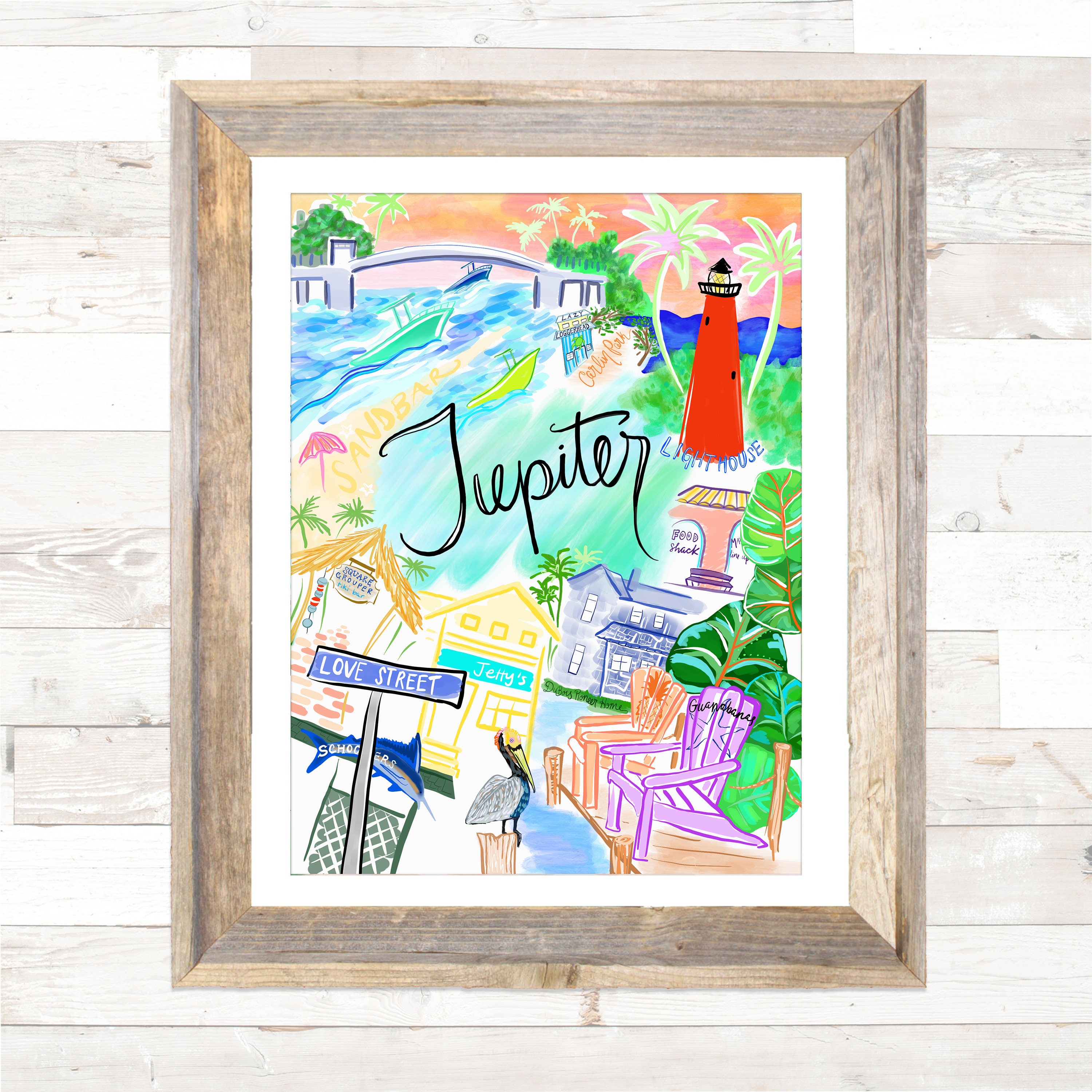 Jupiter Florida Fine Art Print map of Jupiter Etsy