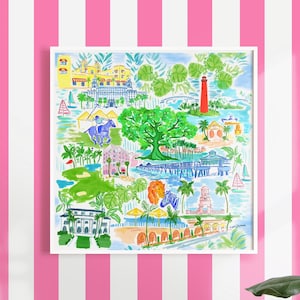 Palm Beach print, palm beach art map