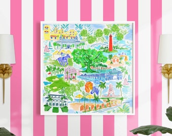 Palm Beach print, palm beach art map