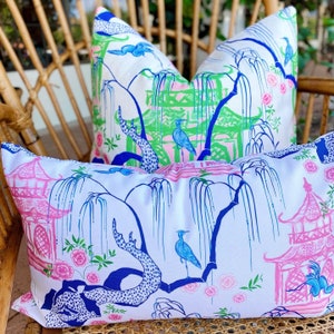 The Carmen Collection, Chinoiserie pillows, birds, pagodas