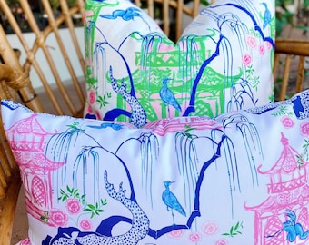 The Carmen Collection, Chinoiserie pillows, birds, pagodas