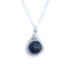 Black Moonstone Sterling Silver Necklace | Dainty Simplistic 8mm Gemstone Crystal Healing