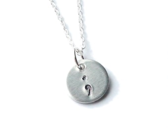 Semi Colon Awareness Charm Necklace