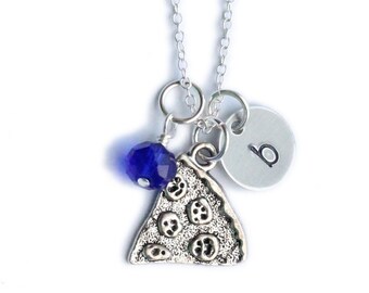 Pizza Charm Necklace | dainty food jewelry, sterling silver, culinary, best friends, cooking, initial, personalized