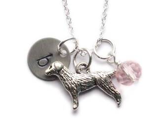 Dog Charm Necklace | dainty golden retriever jewelry, sterling silver, puppy, animal lover, initial, personalized