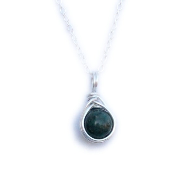 Bloodstone Sterling Silver Necklace | Dainty Simplistic 8mm Gemstone Crystal Healing