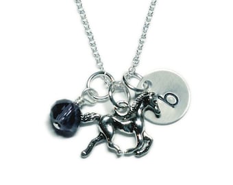 Horse Charm Necklace | dainty horse jewelry, sterling silver, western jewelry, initial, personalized