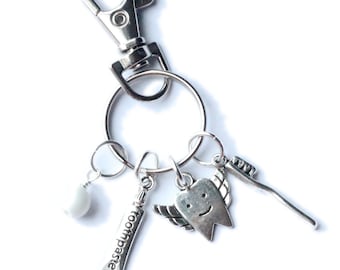 Dentist Dental Hygienist Assistant Tooth Fairy Charm Key Chain Keychain Purse Bag Clip Dental School Graduation