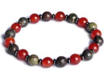BE PRESENT | Dragon Bloodstone & Carnelian | Gemstone Bracelet, Live In The Moment, Meditation, Purify, Detoxify, Grounding, Crystal Healing