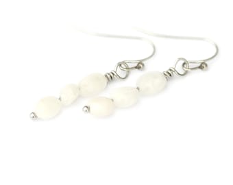 Gemstone Earrings | Silver or Gold Dainty Simplistic Tumbled Gemstone Crystal Healing