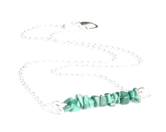 Malachite Bar Necklace, Gemstone, Protective, Empath, Repel Negative Energy, Growth, Strength, Cleansing, Healing, Boho, Love, Crystal